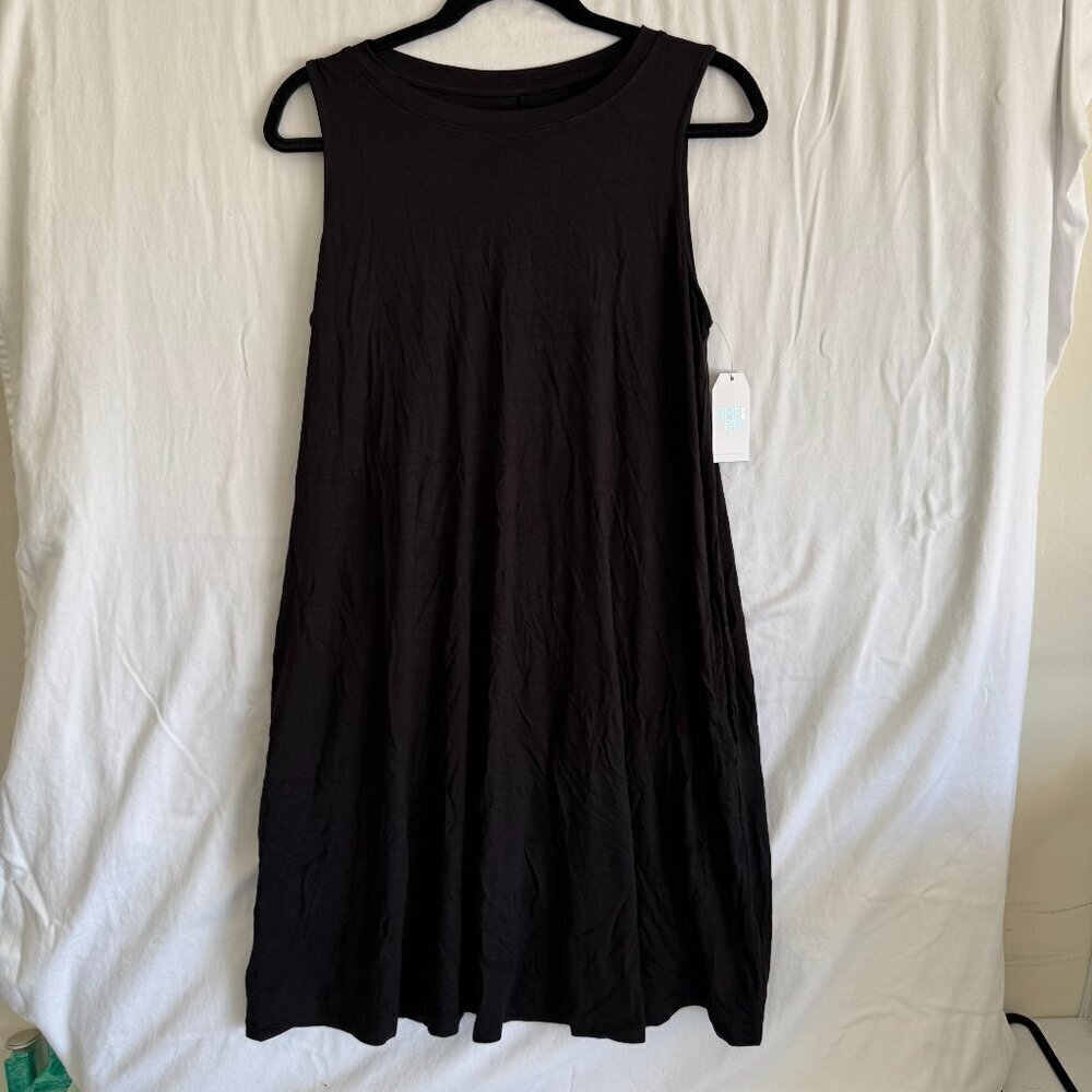 Time and Tru Black Dress | Sleeveless Casual Basic | Size L (12–14)